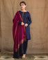 3 Pcs women’s unstitched Dhanak embroidered suit
